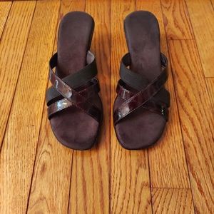 Damiani Brown Slip-On Wedge Sandals. Women's 7.5M